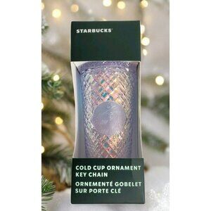 Starbucks Mini Cold Cup Key Chain Iridescent Ornament Holiday '22 Christmas Gift